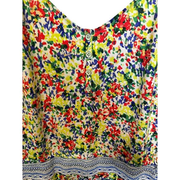 Cabi Devon Romper Floral Fiesta Colorful V Neck Drawstring Waist Size Medium - Picture 5 of 10